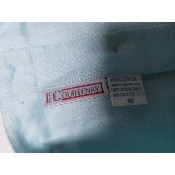 CC Courtenay Womens Short Sleeves Top Front Embroidered Logo Sz 10 Mint Linen - Picture 4 of 6